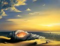 moderne zeitgenössische 27 Surrealismus Schale am Strand